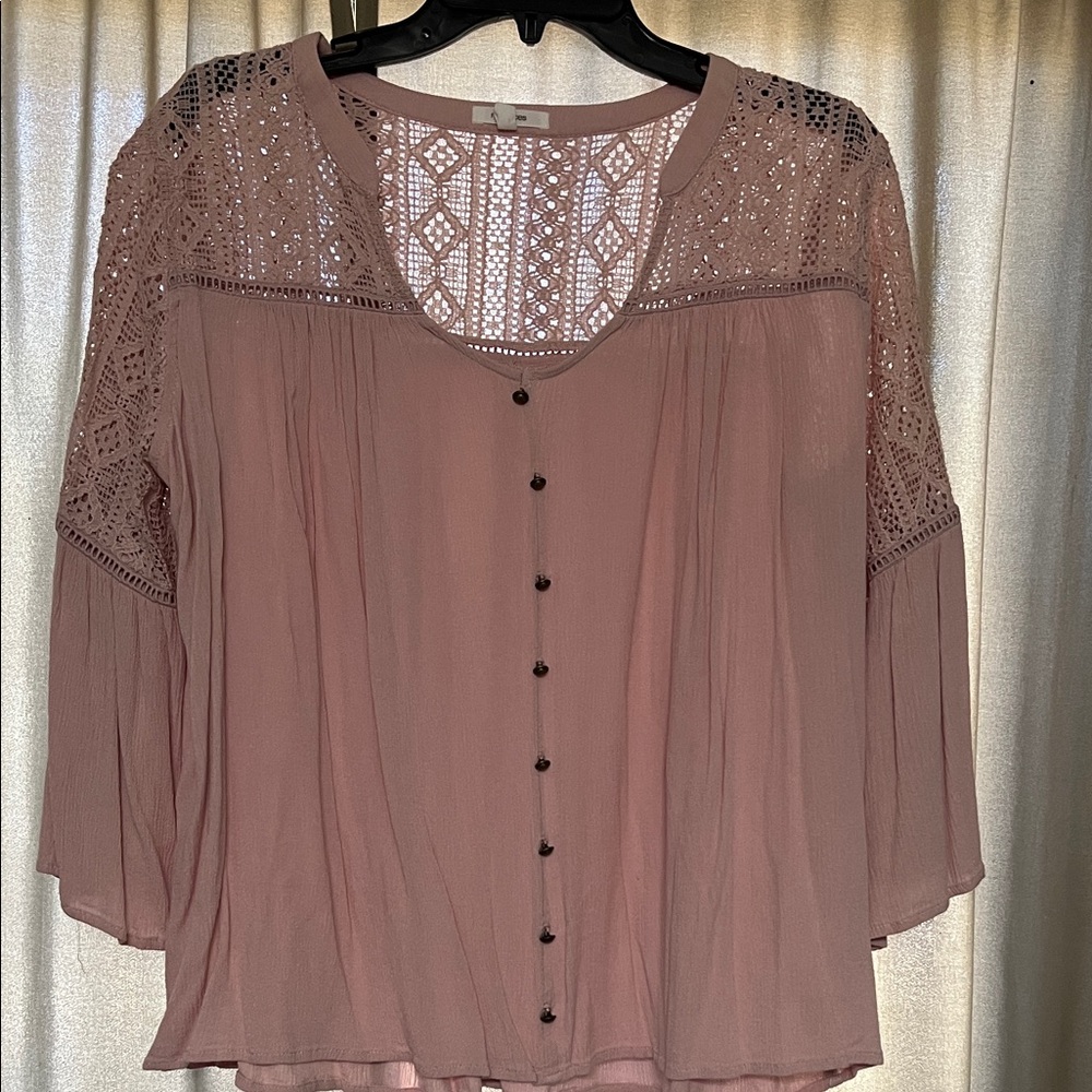 Maurices Mauve Lace Accent Blouse